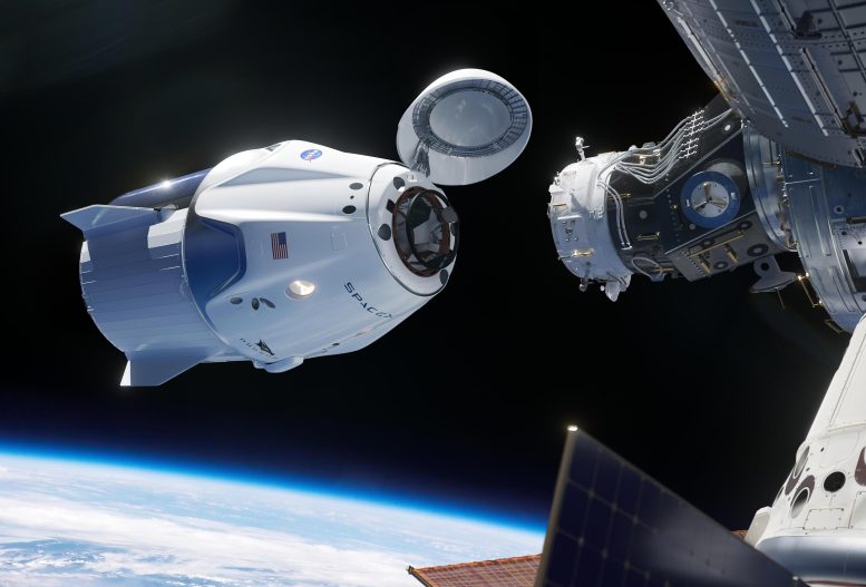 Die Raumsonde SpaceX Crew Dragon nähert sich der Internationalen Raumstation