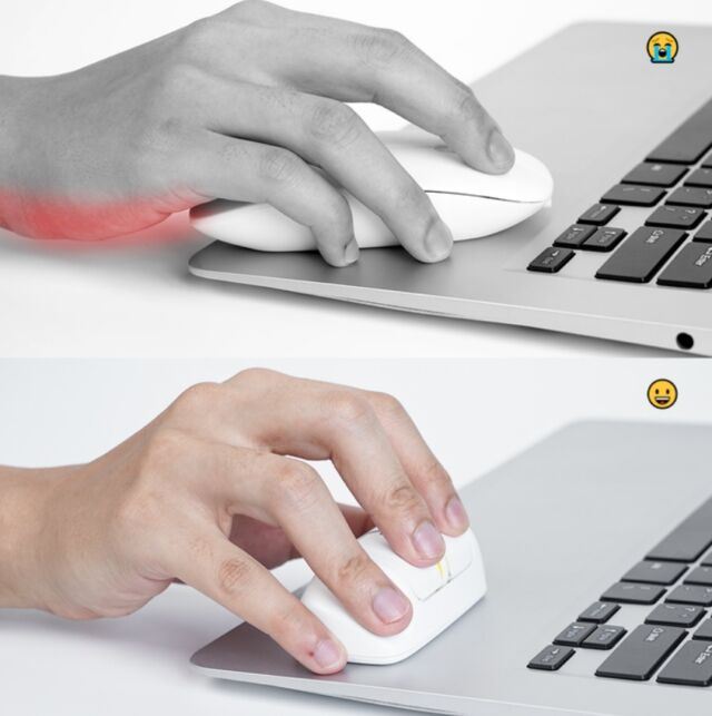 ConceptPix behauptet, dass die Hand im unteren Bild bequemer ist als die Hand im oberen Bild. 