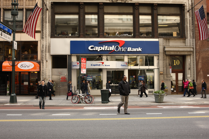 A New York bank branch of hacked bank Capital One