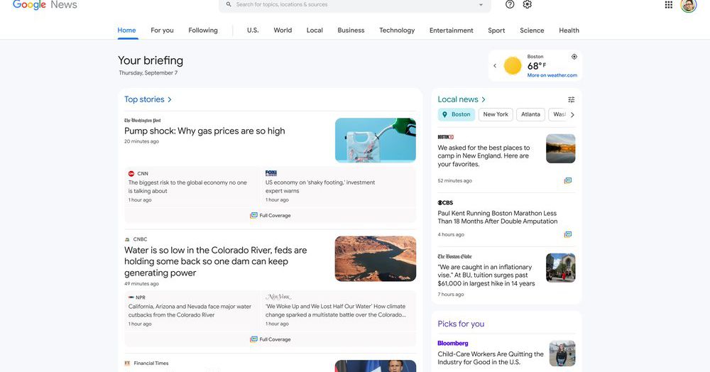 Google News wird durch die Neugestaltung des Desktops persönlicher