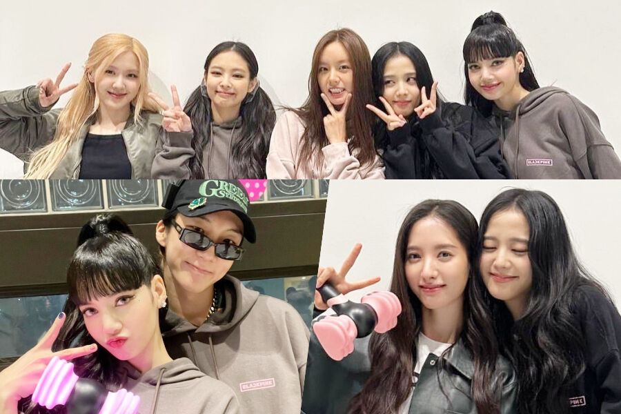 BLACKPINK posiert für Fotos mit Hyeri von Girl’s Day, Minnie von (G)I-DLE, WJSN von WJSN, Lee Seung Hoon von WINNER und mehr bei ihrem Konzert